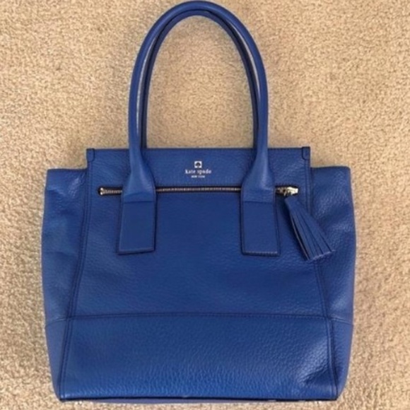kate spade Handbags - GORGEOUS Kate Spade Blue Leather Tote Bag!